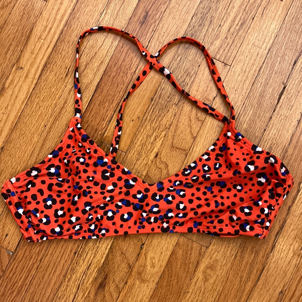 Red animal print bikini top